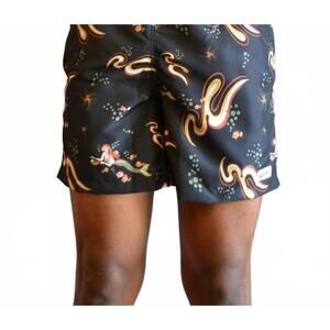 NEW BATHER patterned swim trunks in black siren ocean